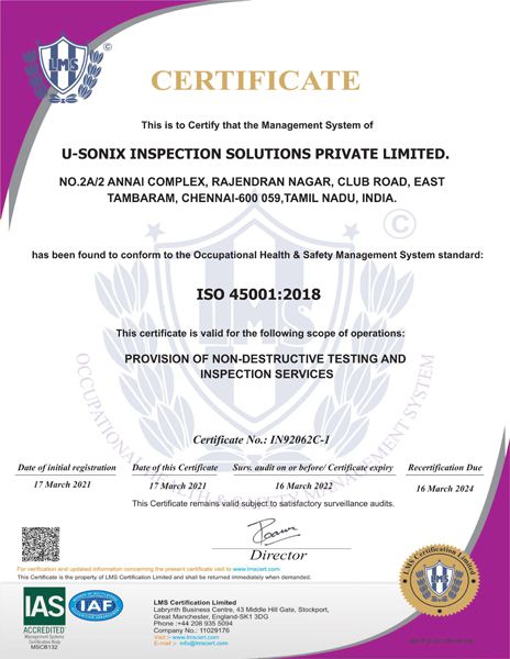 ISO 45001 2018 U-SONIX